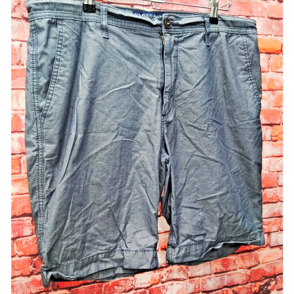 US Polo Assn. Chino Shorts Men 38 Gray Pinstripe Classic Flat Front Slash Pocket - Picture 3 of 8